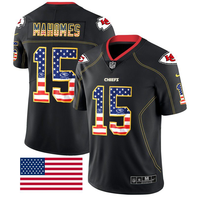 Men Kansas City Chiefs #15 Mahomes Nike USA Flag Fashion Black Color Rush Limited NFL Jerseys->oakland raiders->NFL Jersey